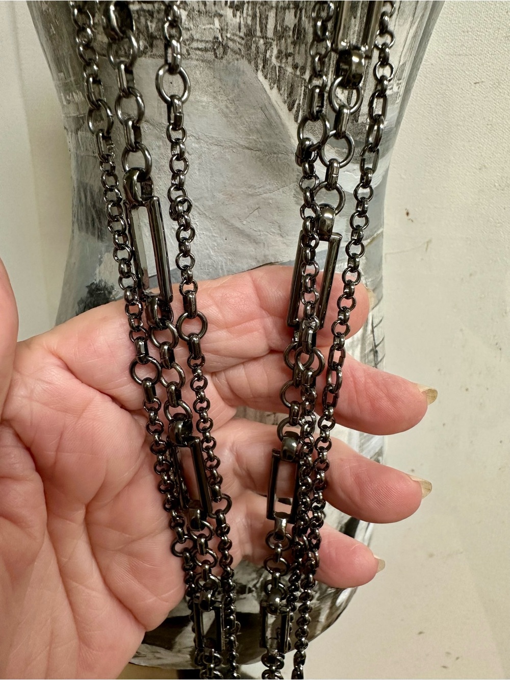 Lauren Ralph Lauren Gunmetal Multi-Strand Chain Necklace
